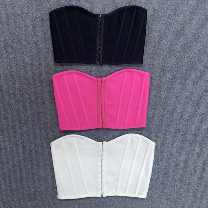 A European and American cross-border new women's clothing, sexy tube top, exposed navel, fish bone, shoulder girdle, slim bandage, small top