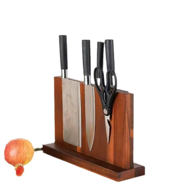 A Solid wood magnetic knife holder Household kitchen knife holder Magnetic tool rack Kitchen creative multi-functional shelf
