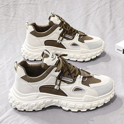 A thick-soled non-slip fashion sneakers new summer Internet celebrity Hong Kong style breathable men's shoes work wear-resistant casual dad shoes - Mixbatch