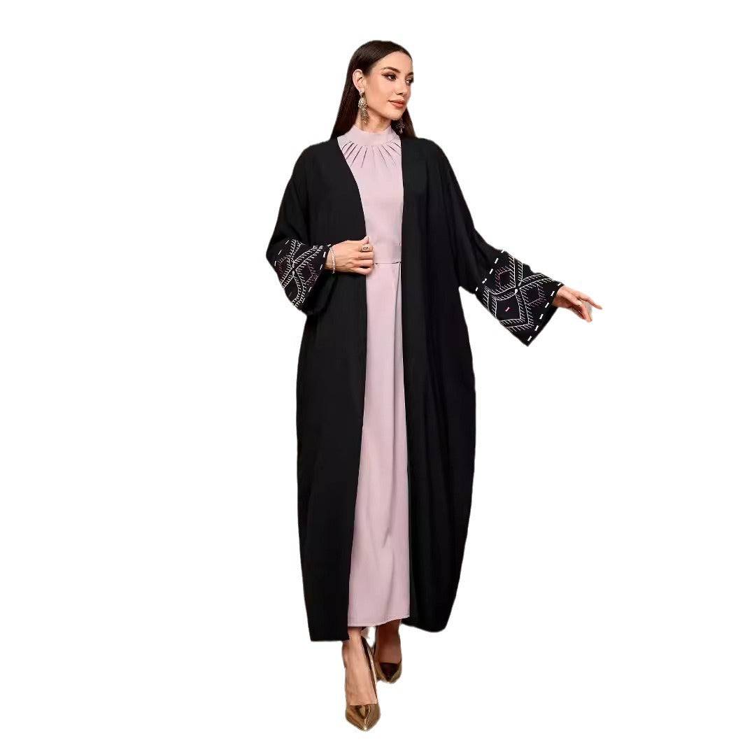 Cardigan Middle Eastern Muslim Robe Elegant Women's Wear Heavy Industry Embroidery Elegant Bat Sleeve - Mixbatch