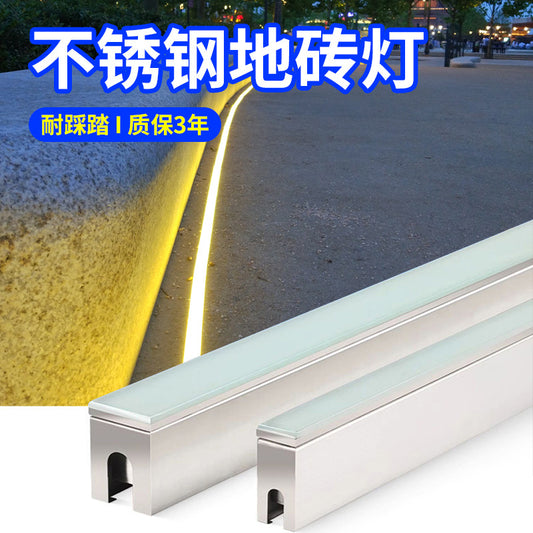 A Outdoor waterproof long floor tile light Underground lighting Lane pre-buried line light Embedded led step buried light