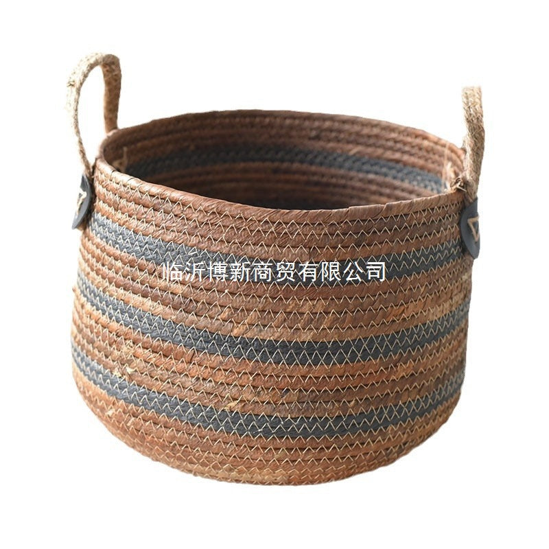 A rattan storage basket