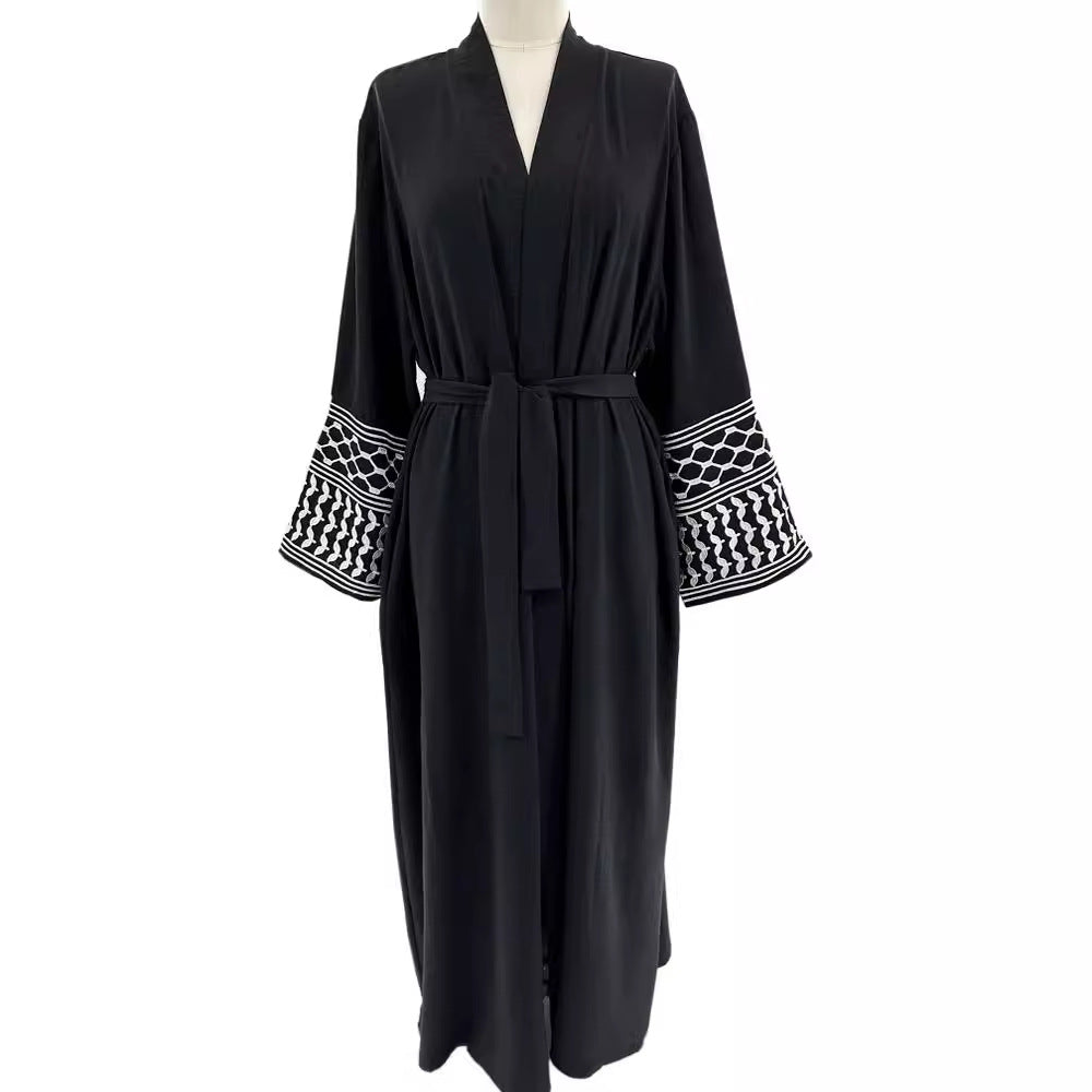 Embroidered Cardigan Robe Middle Eastern Muslim Arab Clothing Dress - Mixbatch