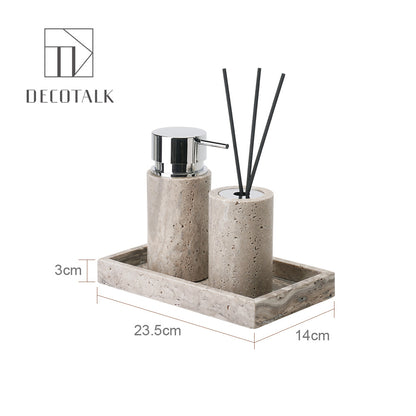 A natural silver gray travertine bathroom set