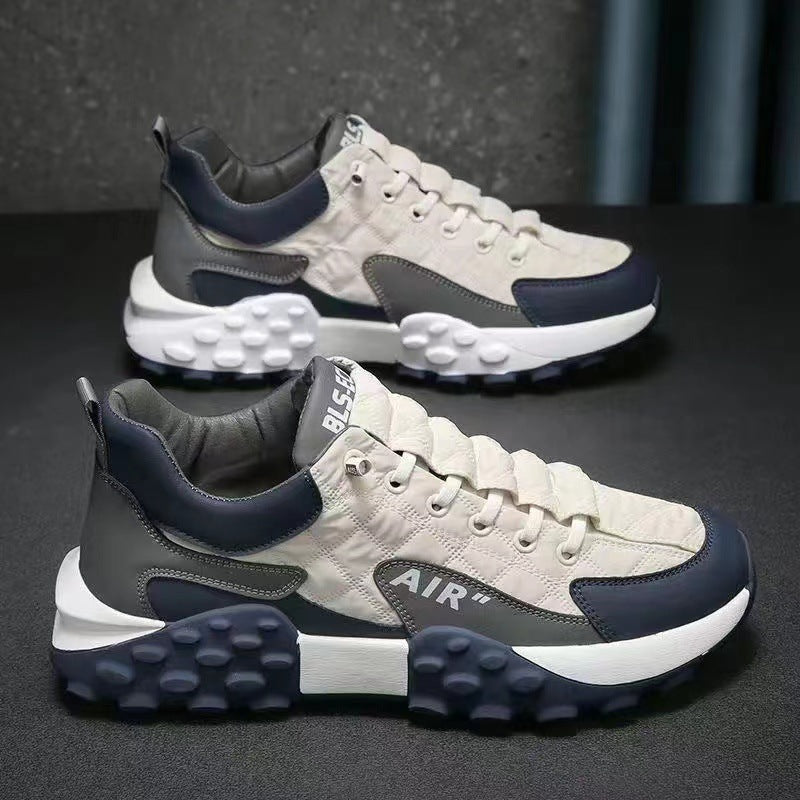 A one-piece hair delivery men's spring and autumn new leather shoes lightweight running casual sports shoes platform running shoes casual - Mixbatch