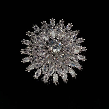 A new shining starry sky zircon big flower brooch women's high-end exquisite suit accessories pin sweater corsage - Mixbatch