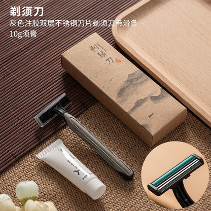 Hotel B & B Disposable Toothbrush Toothpaste Kraft Paper Set Disposable Comb Razor Soap Wash Wholesale