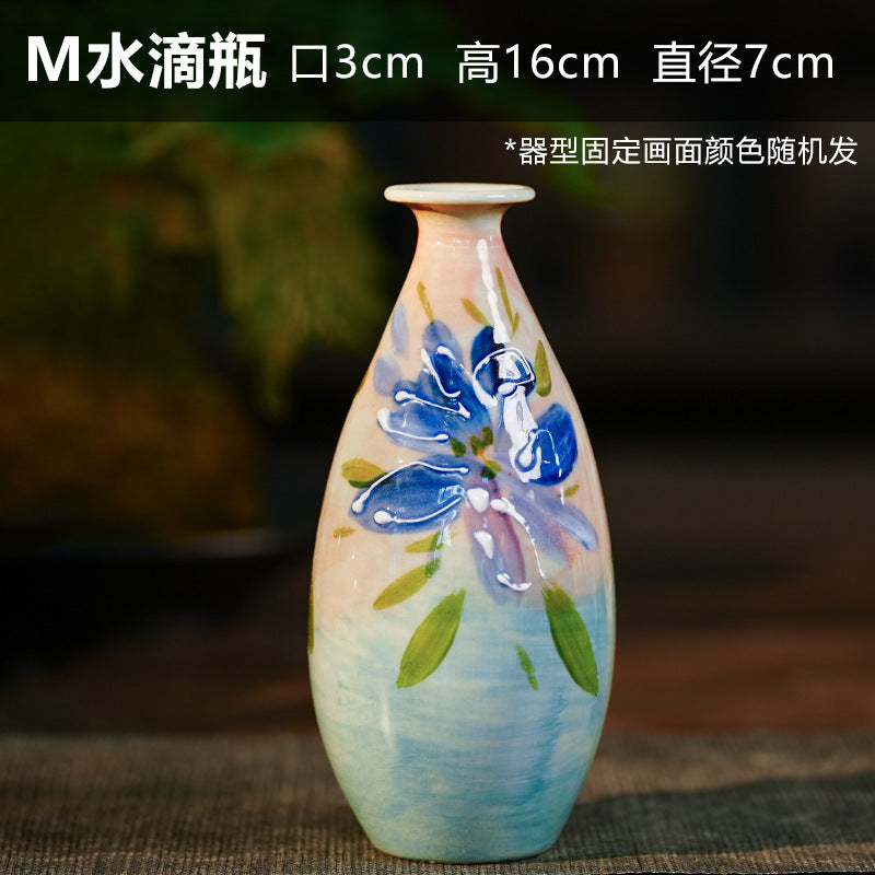 A Jingdezhen handmade oil painting vase dried flower home decoration TV cabinet ornament wine cabinet TV cabinet ceramic flower device