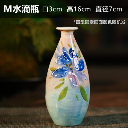A Jingdezhen handmade oil painting vase dried flower home decoration TV cabinet ornament wine cabinet TV cabinet ceramic flower device