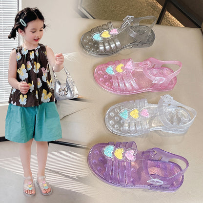 A girl open toe crystal shoes baby foreign style princess shoes - Mixbatch