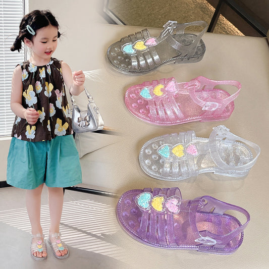 A girl open toe crystal shoes baby foreign style princess shoes - Mixbatch