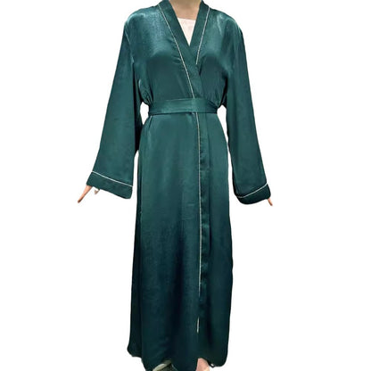 New Middle Eastern Muslim Clothing Fashion Elegant Nailed Diamond Cardigan Dress Belt Robe - Mixbatch