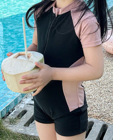 A one-piece sports short-sleeved cute schoolgirl swimsuit hot spring swimsuit - Mixbatch