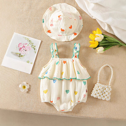 A baby onesie summer baby girl sleeveless climbing clothes girls ins floral Romper fashionable comfortable and cute