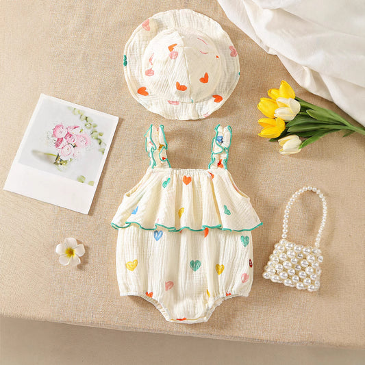 A baby onesie summer baby girl sleeveless climbing clothes girls ins floral Romper fashionable comfortable and cute