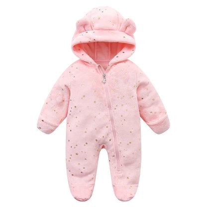 A baby onesie velvet spring and autumn clothes going out clothes baby autumn and winter foot-wrapped Romper climbing clothes