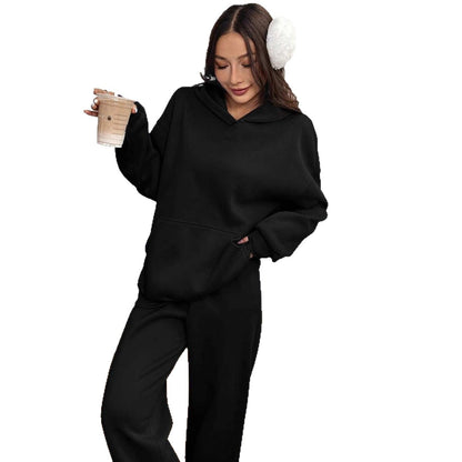A lady's long-sleeved trousers fleece warm suit