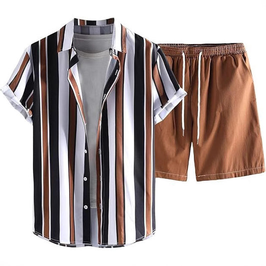 A Men's Short Sleeve Shorts Shirt Set