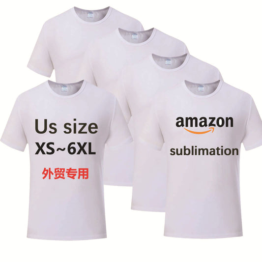 A Cross-border solid color blank milk silk modal hot sublimation transfer advertising shirt children's polyester T-shirt men's short sleeves - Mixbatch