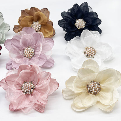 A organza flower accessories multi-layer three-dimensional gauze handmade beads DIY burnt edge flower jewelry shoe flower accessories - Mixbatch