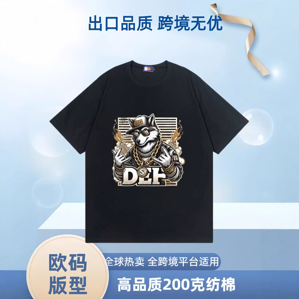 A T-shirt imitation cotton comfortable European size globally available black hip-hop design - Mixbatch