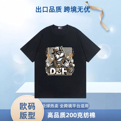 A T-shirt imitation cotton comfortable European size globally available black hip-hop design - Mixbatch