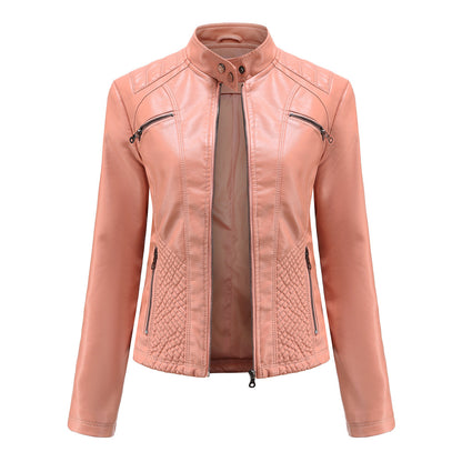 A women's leather jacket