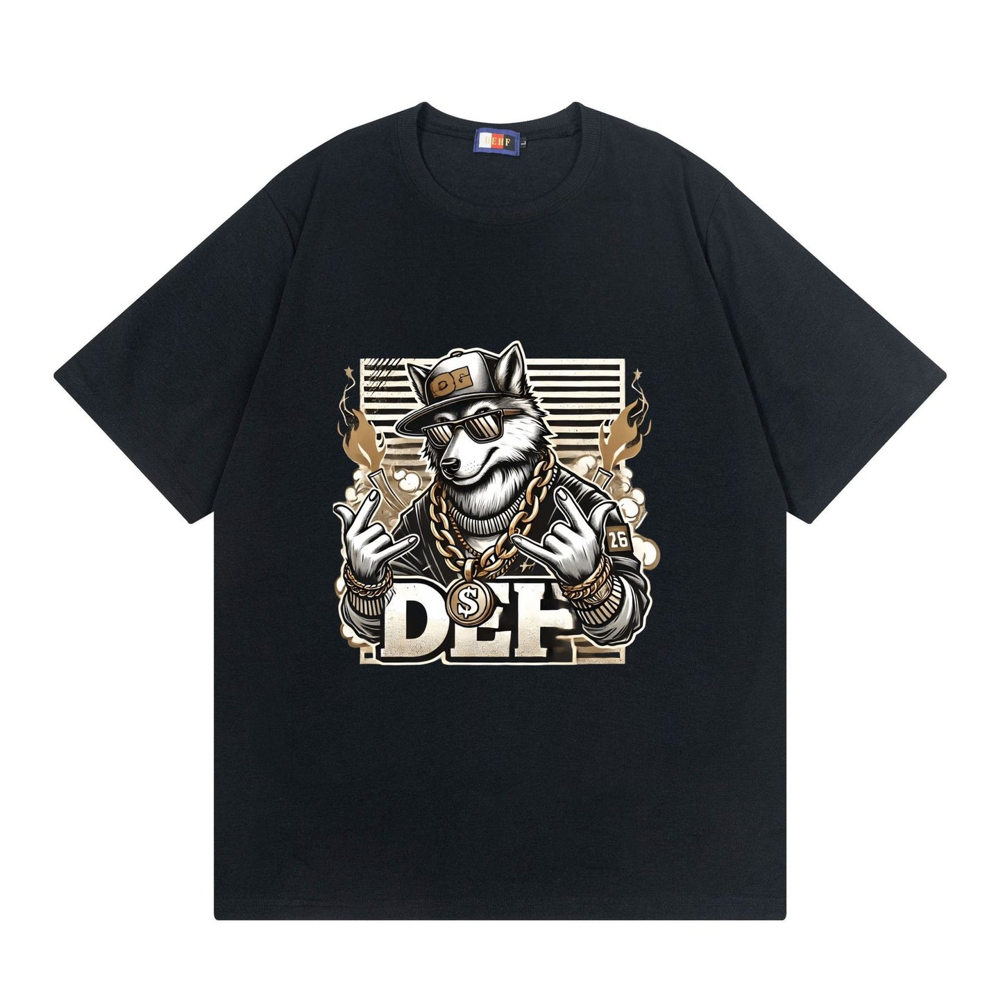 A T-shirt imitation cotton comfortable European size globally available black hip-hop design - Mixbatch