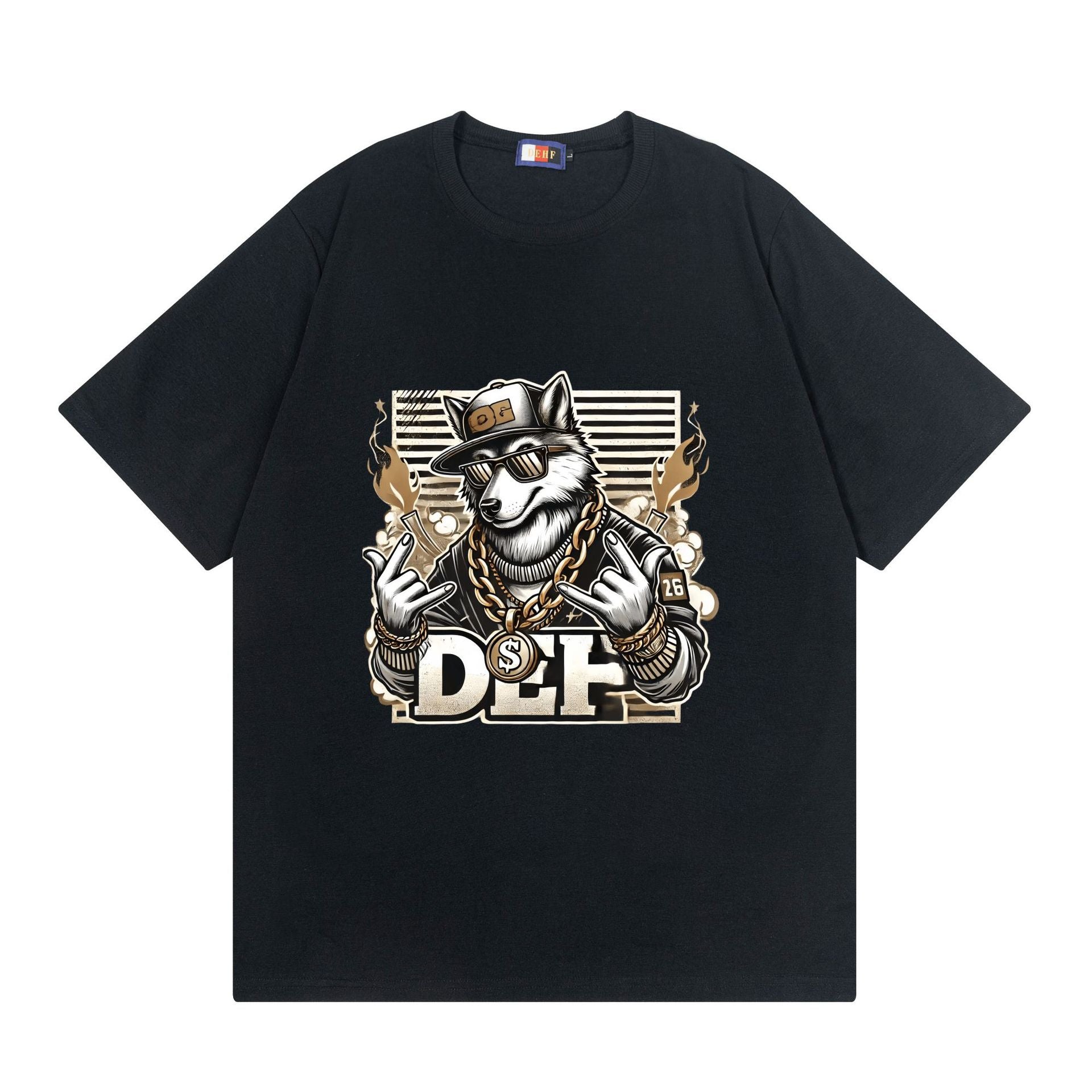 A T-shirt imitation cotton comfortable European size globally available black hip-hop design - Mixbatch