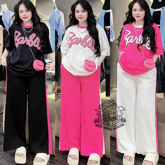 A casual two-piece set summer loose short-sleeved wide-leg pants fashion age-reducing two-piece set foreign style