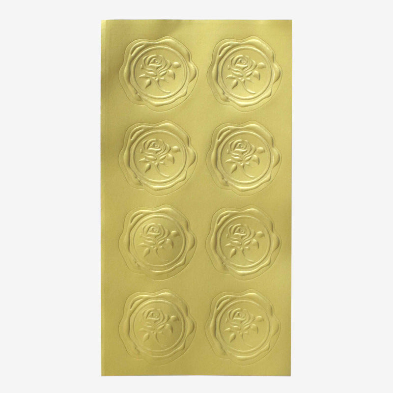 A gold fire print sticker spot baking gift sealing sticker self-adhesive sticker label sealing sticker 8 pcs/sheet MOQ: 50PIECE - Mixbatch