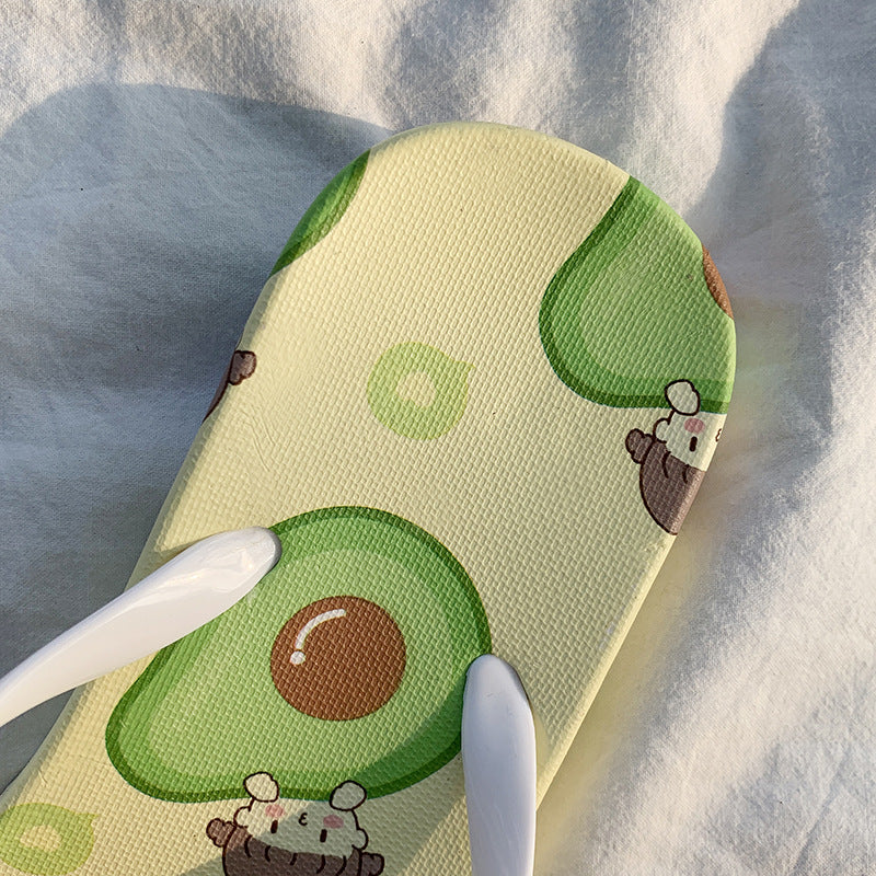 A flip-flops female summer casual wear simple fruit cartoon light and comfortable soft bottom toe pinch foot beach cool slippers