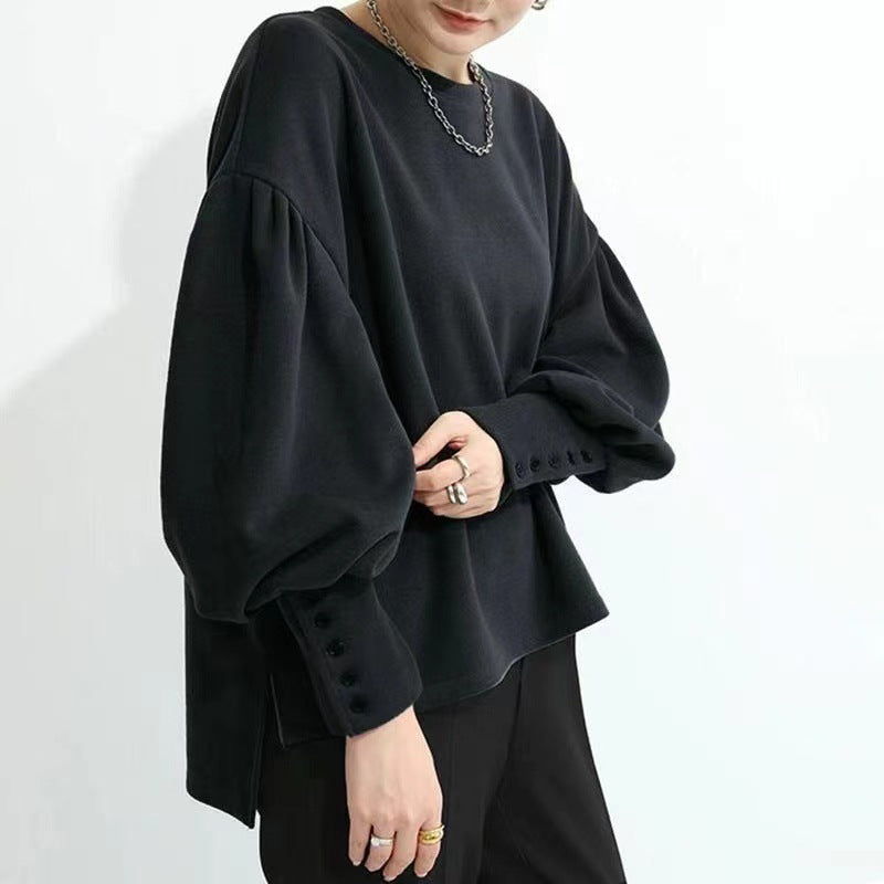 A casual top with long sleeves