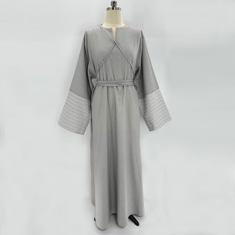Hot-selling new Middle Eastern Muslim clothing elegant embroidered dress Dubai robe - Mixbatch