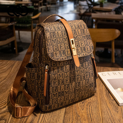 A backpack women's new retro casual old flower large capacity schoolbag backpack printing fashion trend line big bag