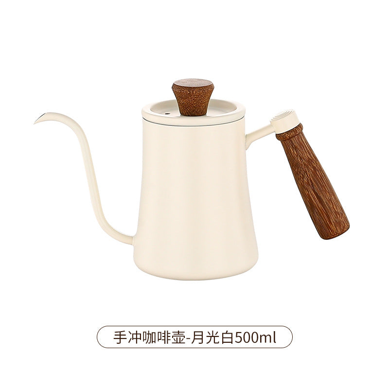 304 stainless steel hand-brewed coffee pot with lid, hanging ears, long mouth, thin mouth pot with thermometer, inner scale coffee utensils