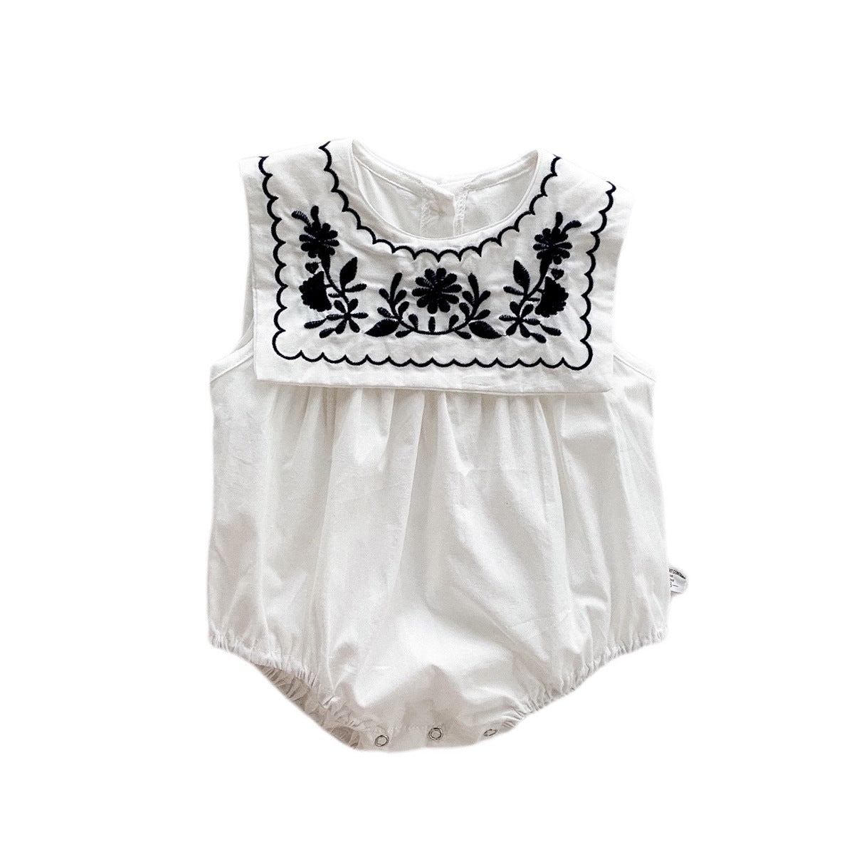 A ins summer cool navy embroidered collar sleeveless vest jumpsuit baby girl baby bag fart clothes climbing clothes - Mixbatch