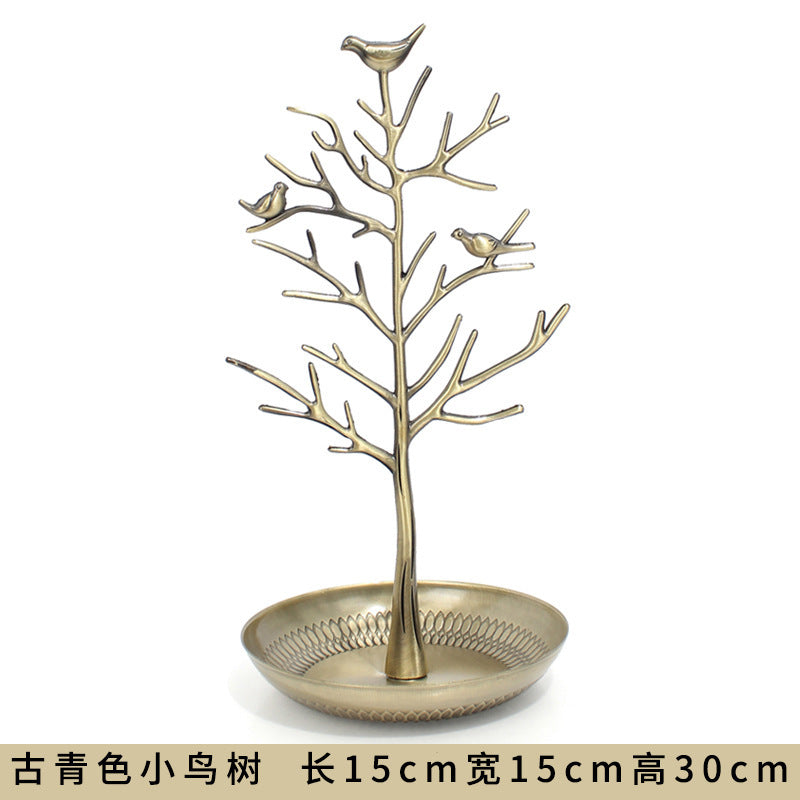 رف عرض مجوهرات على شكل شجرة طائر، رف عرض مجوهرات من سبيكة معدنية، رف مجوهرات من شجرة السنط، زينة بالجملة 