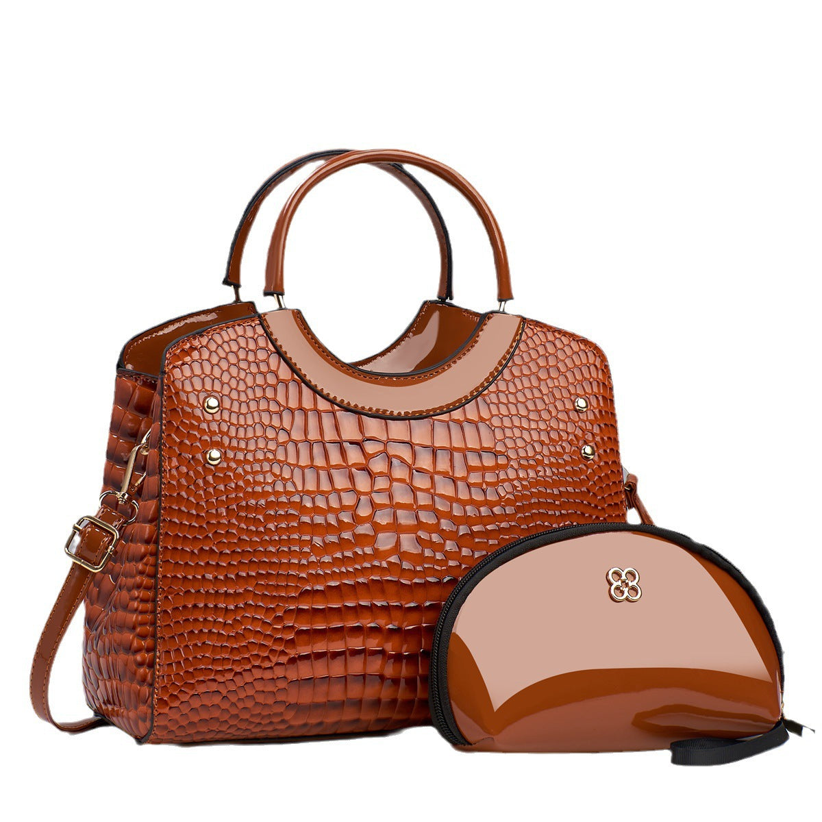 A stylish alligator pattern large capacity handbag