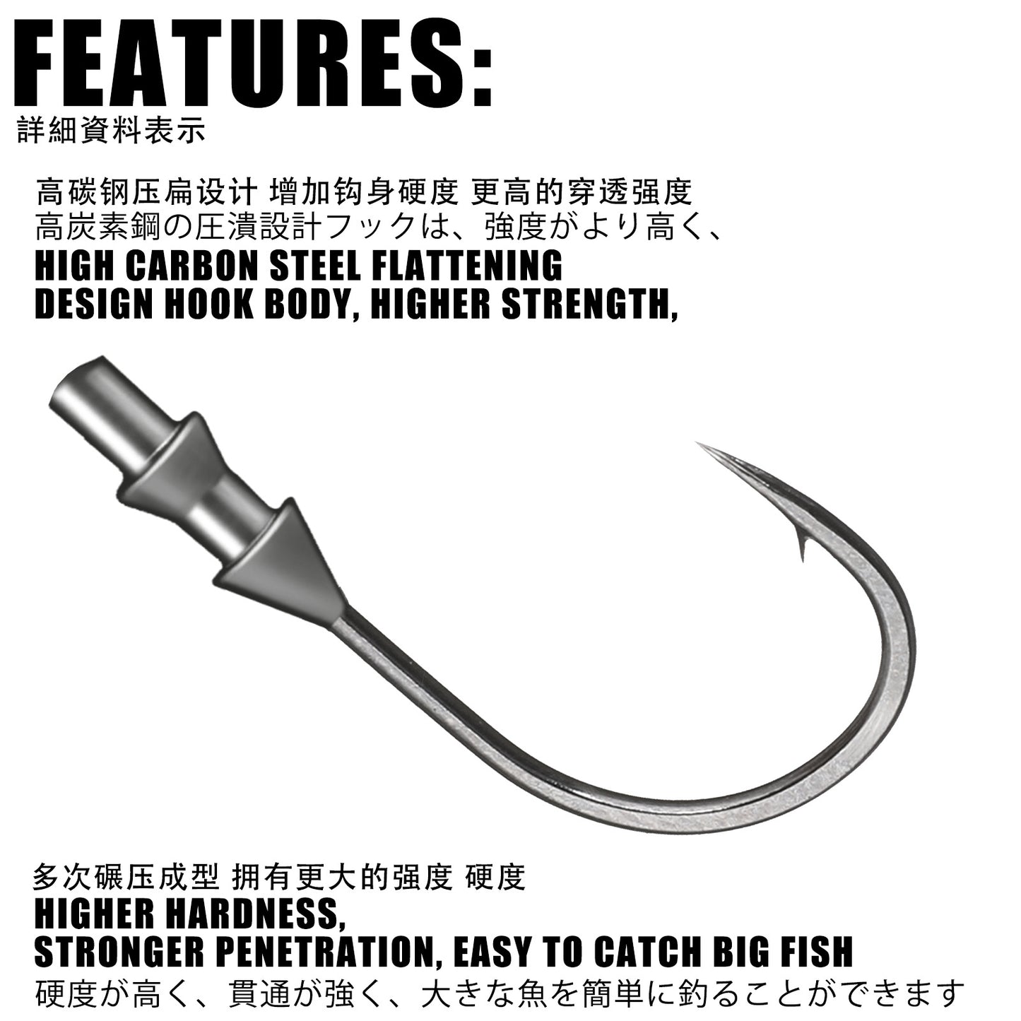 A Die-cast 4x Reinforced Jig Head Hook with Blood Groove – Durable & Lifelike