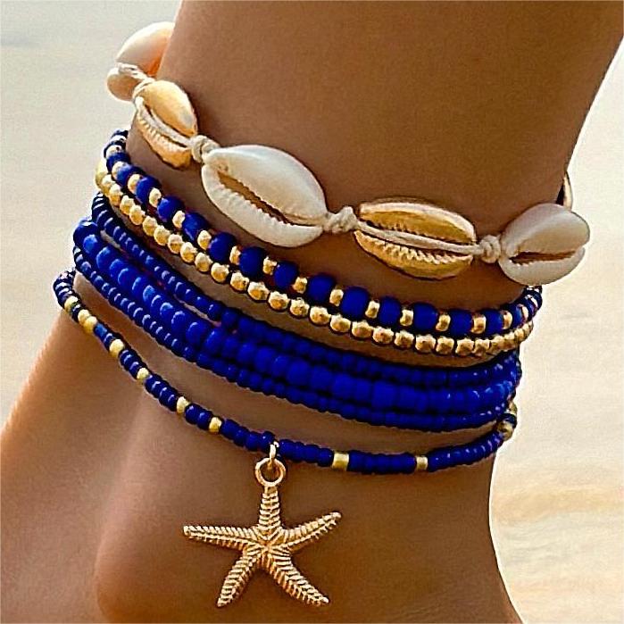 A Bohemian Resort Wind Shell Beaded Woven Bracelet Beach Wind Starfish Rice Beads - Mixbatch