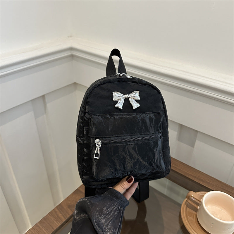 A Bow Casual Fashion Korean Edition Large Capacity College Style Girls Light Small Travel Back Shoulder Backpack Women