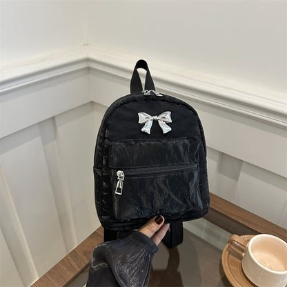 A Bow Casual Fashion Korean Edition Large Capacity College Style Girls Light Small Travel Back Shoulder Backpack Women