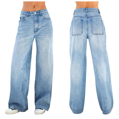 A European and American cross-border foreign trade casual loose wide-leg jeans women