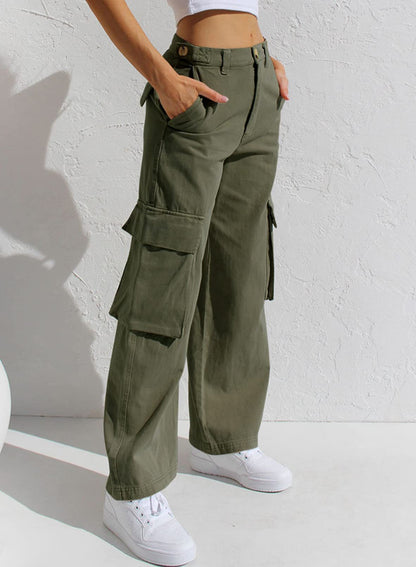 A foreign trade cross-border supply multi-pocket tooling jeans women