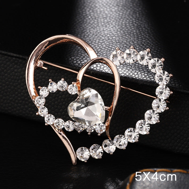 A Korean new fashion high-end brooch women's rhinestone silk scarf buckle anti-light buckle crystal brooch pin pearl jewelry - Mixbatch