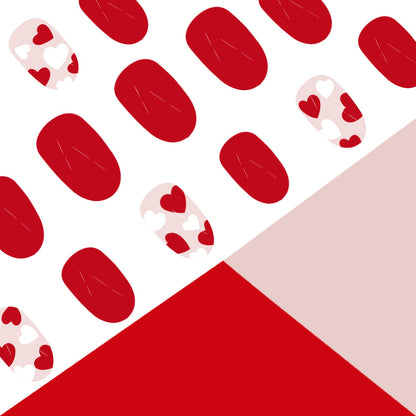 A short glossy oval European and American cross-border foreign trade new Valentine's Day burgundy simple love wearing armor 24 pieces - Mixbatch