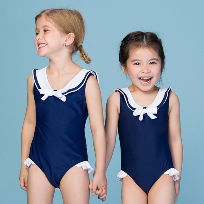 A children's swimsuit, girls' sunscreen, new Japanese and Korean style, one-piece swimsuit. - Mixbatch