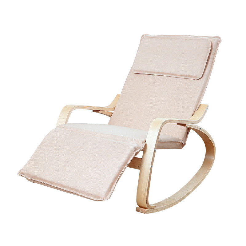 A Solid wood curved wooden rocking chair Lazy sofa Nordic lazy boon rocking chair recliner balcony living room nap adult