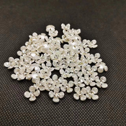 A five small flowers single claw DIY handmade material hairpin accessories five petals small flowers with drill plastic four petals flower point drill - Mixbatch